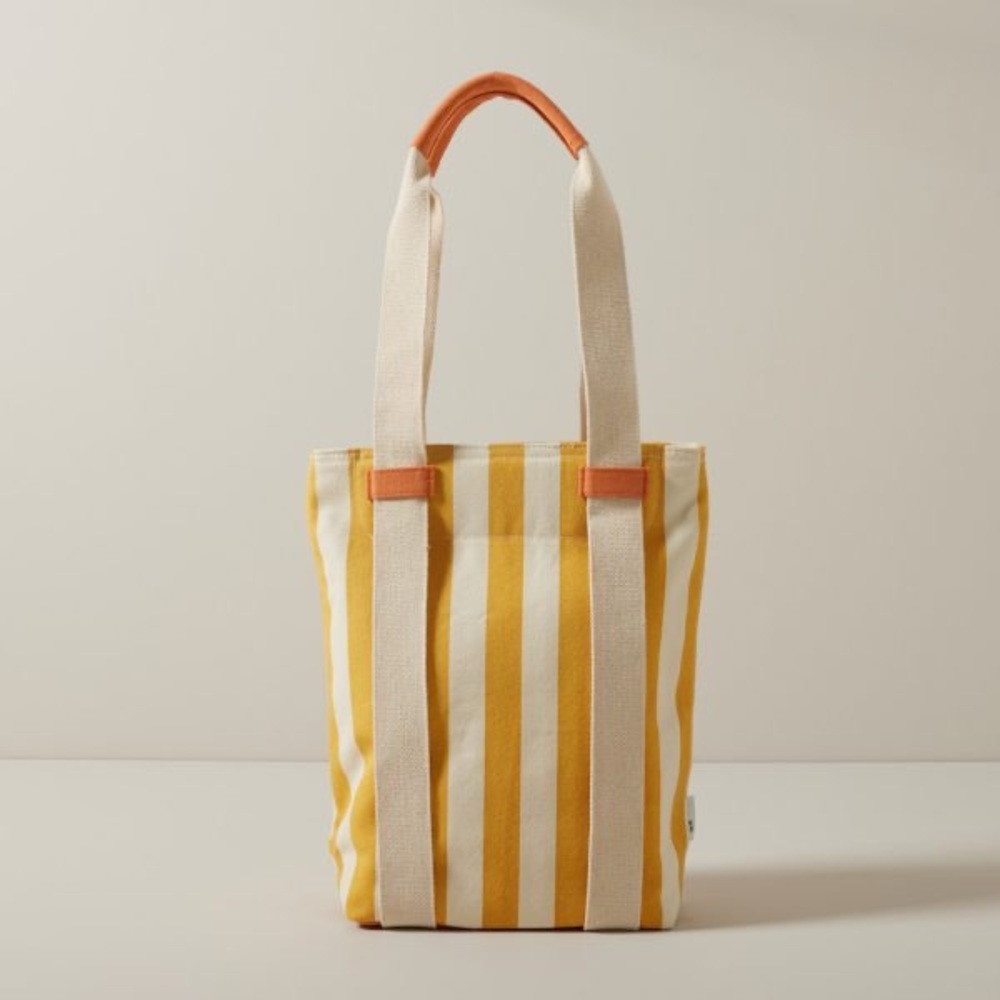 NWOT OUI Blue & White Striped Back Pack Tote